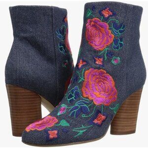 The Fix Women's Nash Denim Embroidered Ankle Booties